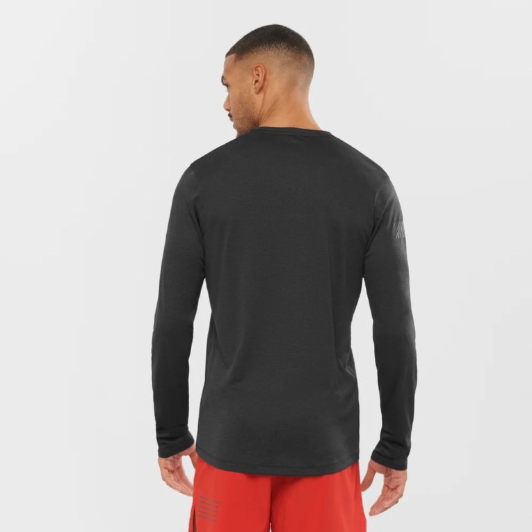 Salomon Agile Long Sleeve Men's T-Shirts Black | CA 73X45